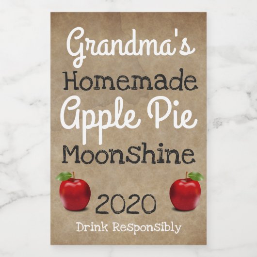 Personalisiertes, hausgemachte Apple Pie Moonshine Lebensmitteletikett (Einzelnes Label)