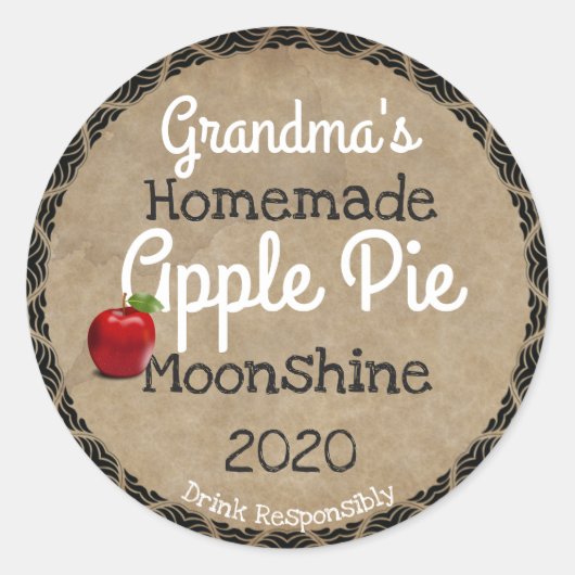Personalisiertes, hausgemachte Apple Pie Moonshine Runder Aufkleber (Vorderseite)