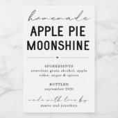Personalisiertes, hausgemachte Apple Pie Moonshine Weinetikett (Einzelnes Label)
