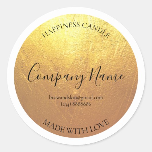Personalisiertes, hausgemachte Candle GOLD-Label Runder Aufkleber (Vorderseite)