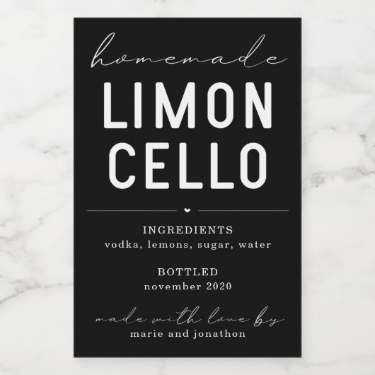 Personalisiertes hausgemachte Limoncello Flasche Weinetikett (Einzelnes Label)