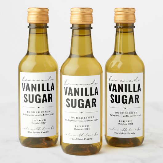Personalisiertes hausgemachte Vanilla Zucker-Etike Weinetikett (Flaschen)