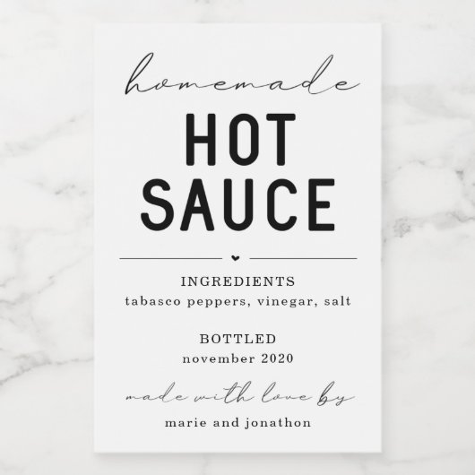 Personalisiertes hausgemachtes Hot-Sauce-Label Weinetikett (Einzelnes Label)