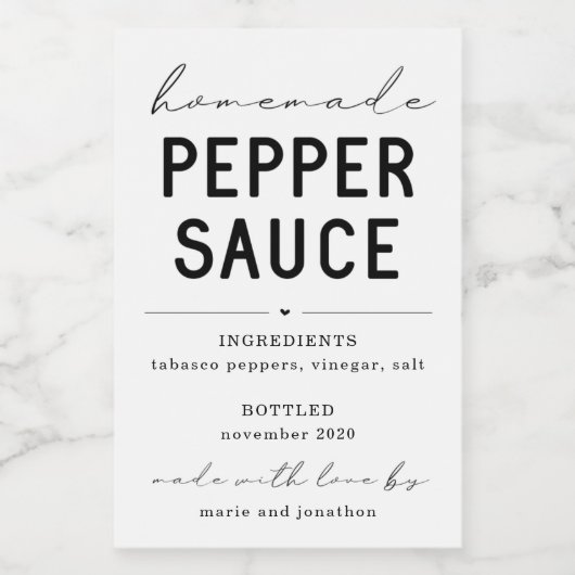 Personalisiertes hausgemachtes Pepper Sauce Label Weinetikett (Einzelnes Label)