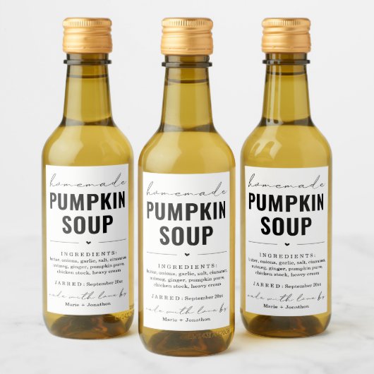 Personalisiertes hausgemachtes Pumpkin-Suppenlabel Weinetikett (Flaschen)