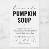 Personalisiertes hausgemachtes Pumpkin-Suppenlabel Weinetikett (Einzelnes Label)