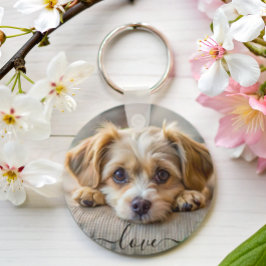 Personalisiertes Haustier 2 Foto Hundeliebhaber Sa Schlüsselanhänger