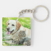 Personalisiertes Haustier 2 Foto und Name Speziell Schlüsselanhänger (Rückseite)