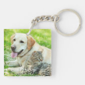 Personalisiertes Haustier 2 Foto und Name Speziell Schlüsselanhänger (Rückseite)