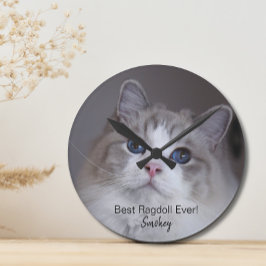 Personalisiertes Haustier Foto Best Ragdoll Clock Runde Wanduhr