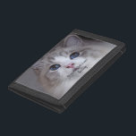 Personalisiertes Haustier Foto Beste Ragdoll Katze Tri-fold Geldbeutel<br><div class="desc">Dieses Design zeichnet sich durch ein wunderschönes, blau-mit Augen Ragdoll Katzenjacke-Foto und eine schwarze Typografie aus. Sie können das Foto durch ein Bild Ihrer eigenen Katze oder eines Kätzchens ersetzen. Der Beispieltext - Best Ragdoll Ever - kann nach eigenem Ermessen mit Wörtern bearbeitet werden, und es kann auch ein Name...</div>