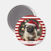 Personalisiertes Haustier Foto Candy Cane Rote Str Magnet (Vorderseite/Rückseite)