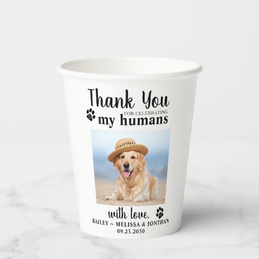Personalisiertes Haustier Foto Danke, dass du Hoch Pappbecher (Rückseite)