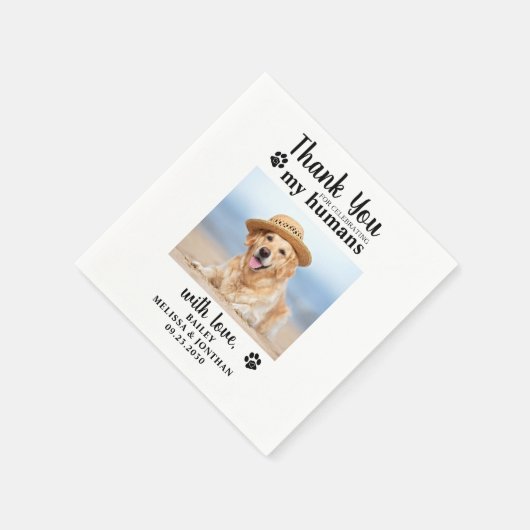 Personalisiertes Haustier Foto Danke, dass du Hoch Serviette (Ecke)