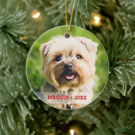Personalisiertes Haustier Foto Doppelseitiger Weih Keramik Ornament