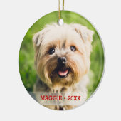 Personalisiertes Haustier Foto Doppelseitiger Weih Keramik Ornament (Links)