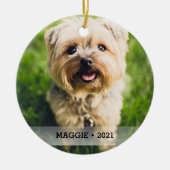 Personalisiertes Haustier Foto Doppelseitiger Weih Keramik Ornament (Vorne)