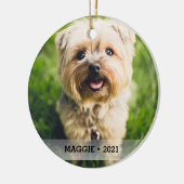 Personalisiertes Haustier Foto Doppelseitiger Weih Keramik Ornament (Links)