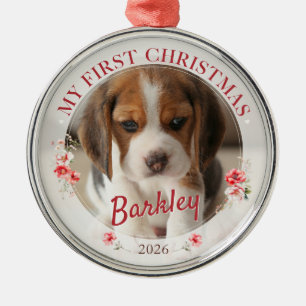 Personalisiertes Haustier-Foto Erstes Weihnachten Ornament Aus Metall