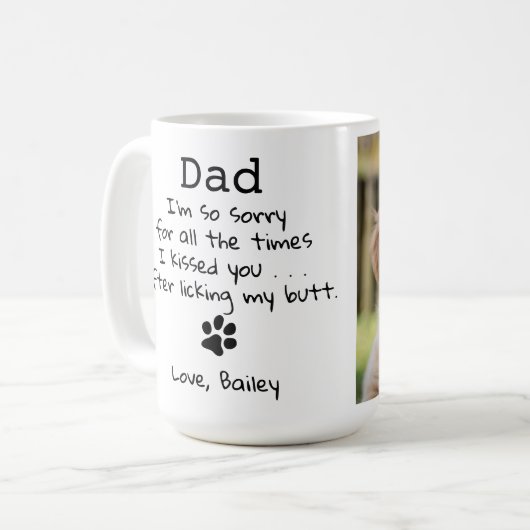 Personalisiertes Haustier Foto Funny Dog Vater Vat Kaffeetasse (Vorderseite Links)