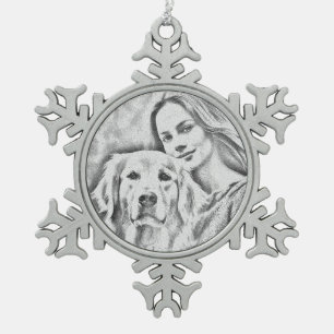 Personalisiertes Haustier Foto Hund Lover Keepake Schneeflocken Zinn-Ornament