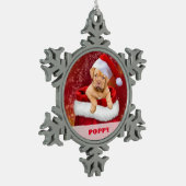 Personalisiertes Haustier Foto Schneeflocke Gerahm Schneeflocken Zinn-Ornament (Links)