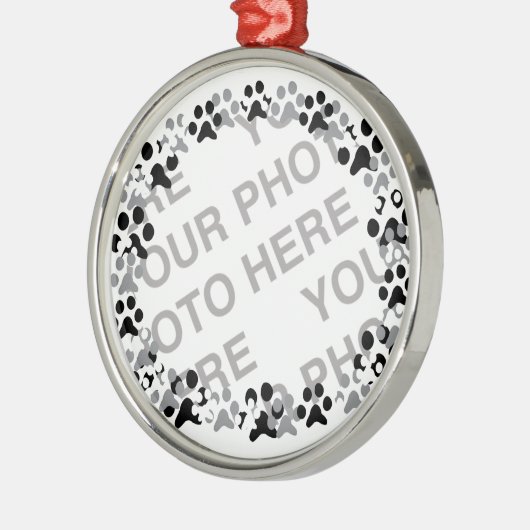 Personalisiertes Haustier-Foto Silbernes Ornament (Links)