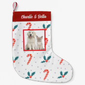 Personalisiertes Haustier Foto und Name Holly Berr Kleiner Weihnachtsstrumpf (Vorderseite)