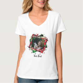 Personalisiertes Haustier Foto Weihnachtsrahmen T- T-Shirt