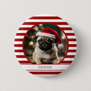 Personalisiertes Haustier-Foto Zuckerstangen-Rot-S Button