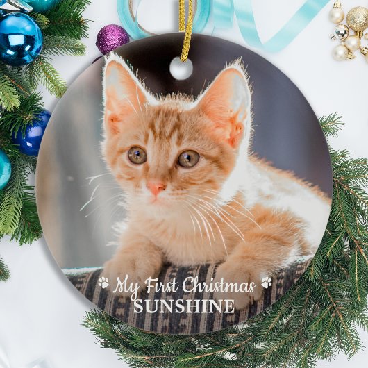 Personalisiertes Haustier Kitten Foto Katze Erste  Keramik Ornament