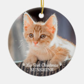 Personalisiertes Haustier Kitten Foto Katze Erste  Keramik Ornament (Vorne)
