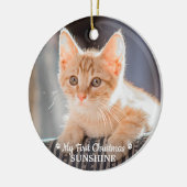 Personalisiertes Haustier Kitten Foto Katze Erste  Keramik Ornament (Links)