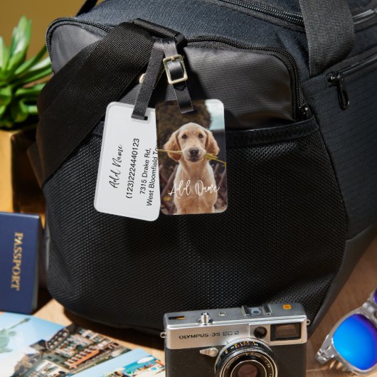 Personalisiertes Haustier mit individuellem Foto u Gepäckanhänger (Vorderseite & Rückseite)
