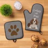 personalisiertes Haustier Ofenhandschuh & Topflappen-Set (Oben Unten)