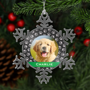 Personalisiertes Haustier Schneeflocken Zinn-Ornament