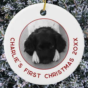Personalisiertes Haustier Welpen Hund erstes Weihn Keramik Ornament