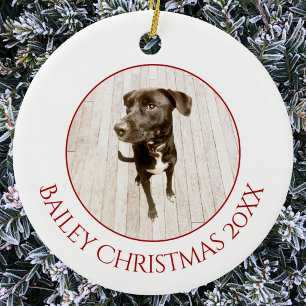 Personalisiertes Haustier-Welpen-Hund-Weihnachtsfo Keramik Ornament