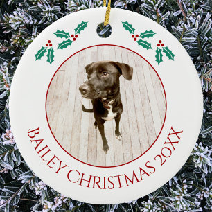 Personalisiertes Haustier-Welpen-Hund-Weihnachtsfo Keramik Ornament