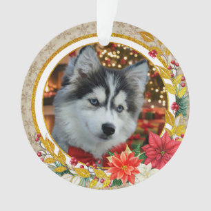Personalisiertes Haustierfoto "Liebe" Gold-Glitter Ornament