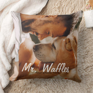 Personalisiertes Haustierfoto mit Namen HUND ODER Kissen
