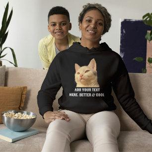 Personalisiertes Haustierfoto Text Schwarz Weiß Ka Hoodie