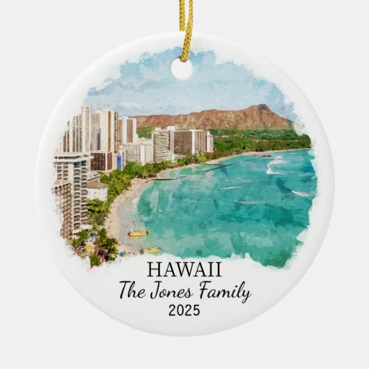 Personalisiertes Hawaii-Ornament, Honolulu-Geschen Keramik Ornament (Vorne)