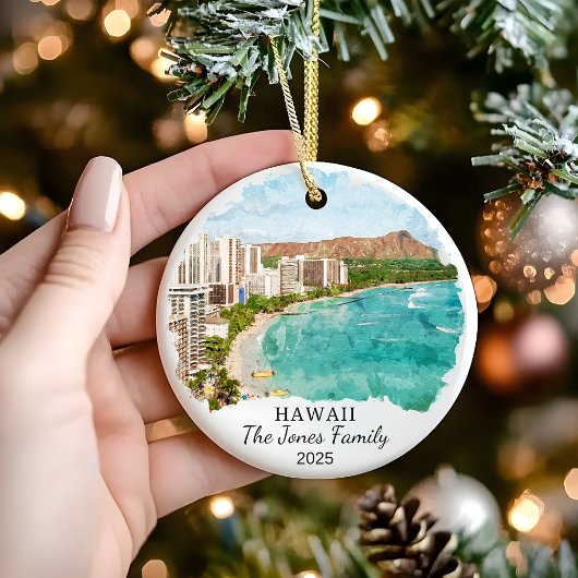 Personalisiertes Hawaii-Ornament, Honolulu-Geschen Keramik Ornament