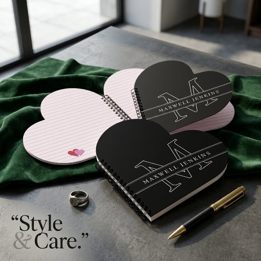 Personalisiertes Heft-Notebook mit Monogramm und N Notizblock