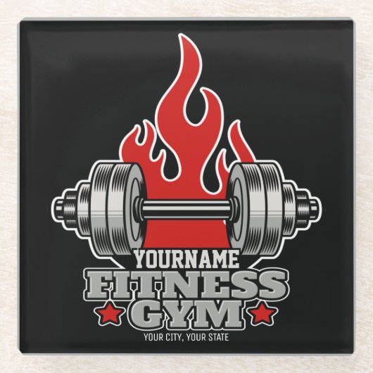 Personalisiertes Heften Dumbell Fitness Gym Glasuntersetzer (Vorderseite)