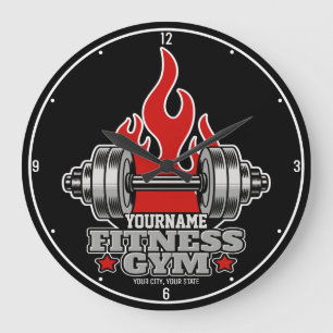 Personalisiertes Heften Dumbell Fitness Gym Große Wanduhr