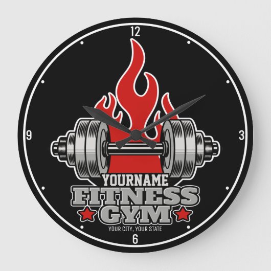 Personalisiertes Heften Dumbell Fitness Gym Große Wanduhr (Vorderseite)