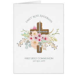 Personalisiertes Heiliges Kommunion Blumenkreuz