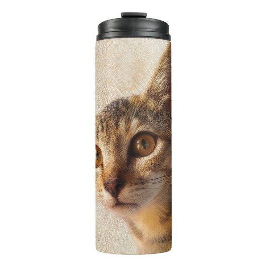 Personalisiertes Heimtier Foto Kitten Katze Dosenv Thermosbecher (Vorderseite)